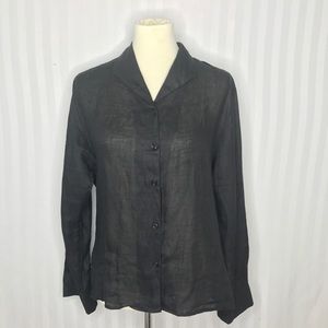 Irish Linen Lightweight Sheer Button Down Blouse